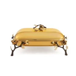 سوفله خوری مستطیل بزرگ آنیکا شاخه قهوه ای ظرف طلایی کد 3210885