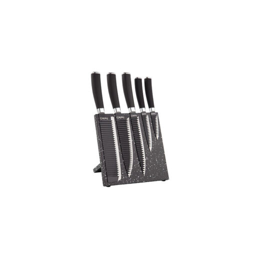 سرویس چاقو 6 پارچه مدل مگنتی گرانیت مشکی کد 8106