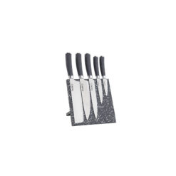 سرویس چاقو 6 پارچه مدل مگنتی گرانیت مشکی-طوسی کد 8108