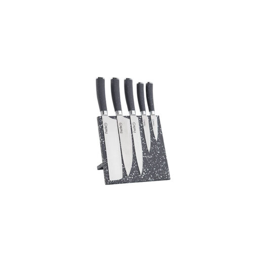 سرویس چاقو 6 پارچه مدل مگنتی گرانیت مشکی-طوسی کد 8108