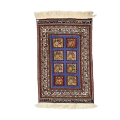 گلیم سوزنی طرح گلفرنگ آبی سایز 125*80 کد 1662