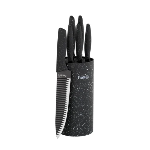 سرویس چاقو 7 پارچه مدل لوتوس گرانیت مشکی کد 8101