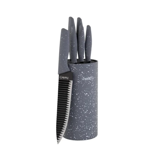 سرویس چاقو 7 پارچه مدل لوتوس گرانیت طوسی کد 8102